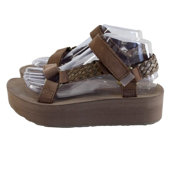 Teva Flatform Universal Interweave Sandal Size 8 Brown Adjustable Strap Platform - Picture 2 of 9
